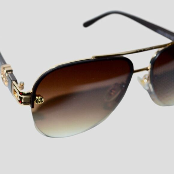 Gucci GG1221 Aviator Sunglasses | Brown Gradient Lens | 59-15-142 - Picture 2 of 14